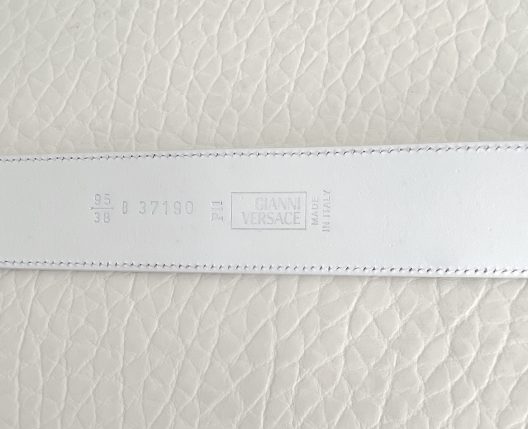 Versace white python leather belt-cross buckle