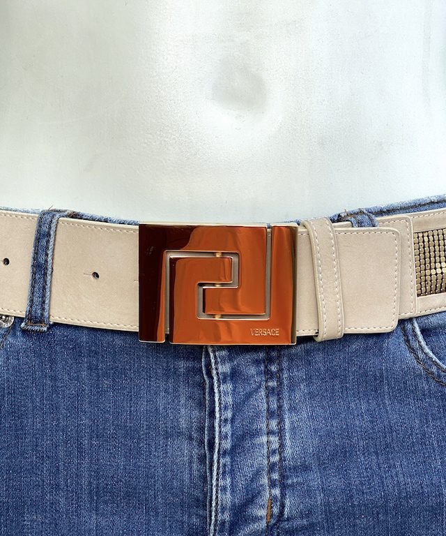 Very RARE Versace wide suede belt with metallic detail