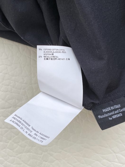 Versace dress shirt hidden buttons, metallic mesh detail