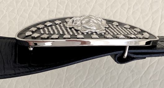 RARE Versace black leather belt-medusa buckle