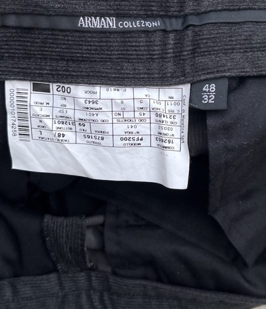 Armani Collezioni slim micro corduroy pants