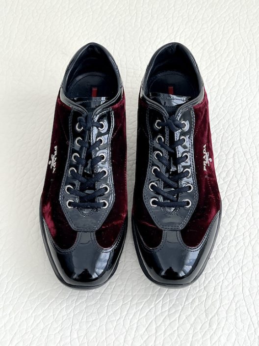 Prada velvet and patent leather sneakers "Prada" logo