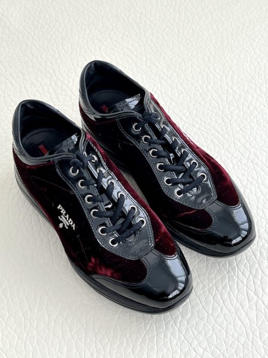 Prada velvet and patent leather sneakers "Prada" logo
