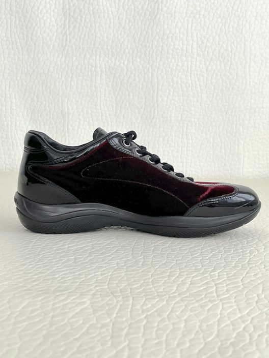 Prada velvet and patent leather sneakers "Prada" logo