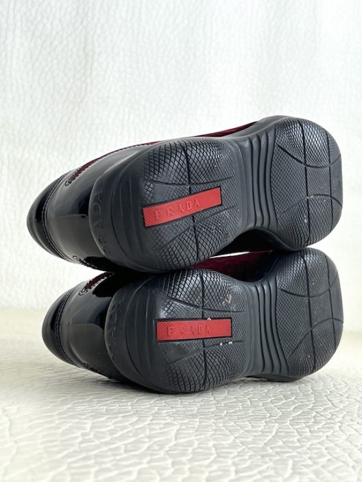 Prada velvet and patent leather sneakers "Prada" logo