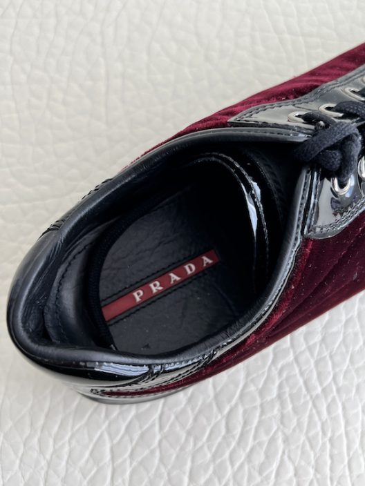 Prada velvet and patent leather sneakers "Prada" logo
