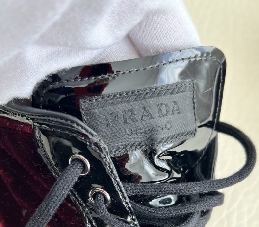Prada velvet and patent leather sneakers "Prada" logo
