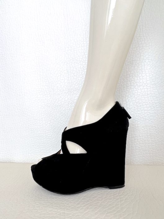 Prada black suede wedges