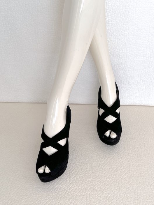 Prada black suede wedges