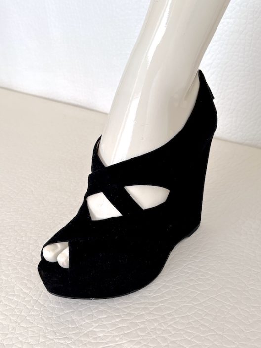 Prada black suede wedges