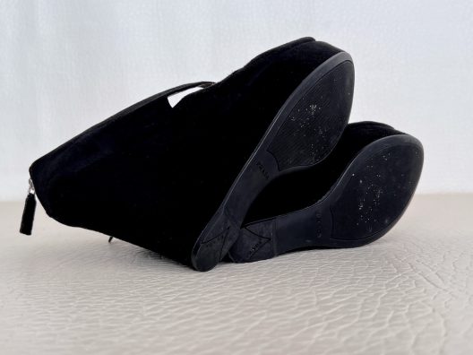 Prada black suede wedges