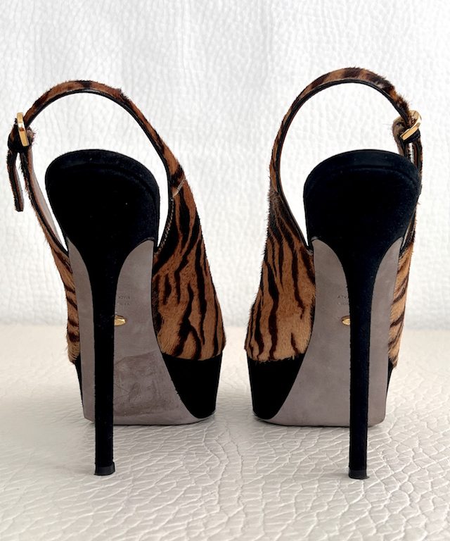 Sergio Rossi animal print slingbacks heels