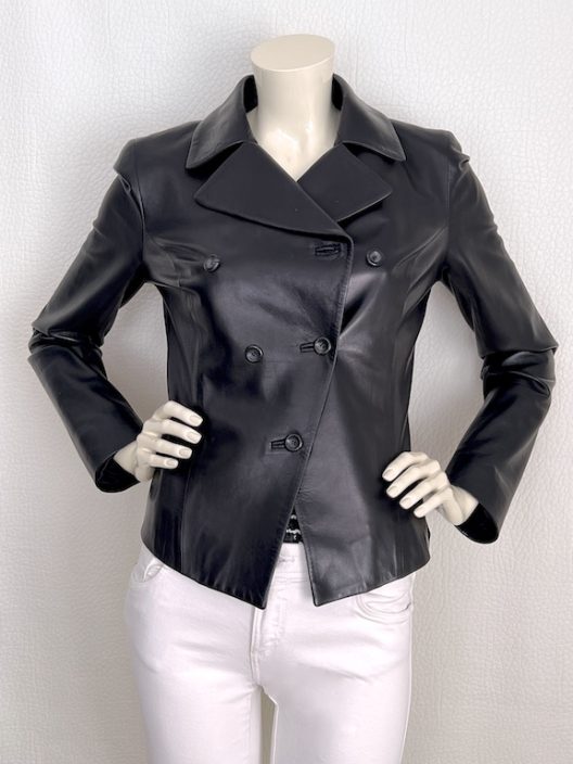 Carolina Herrera New York short double-breasted leather jacket