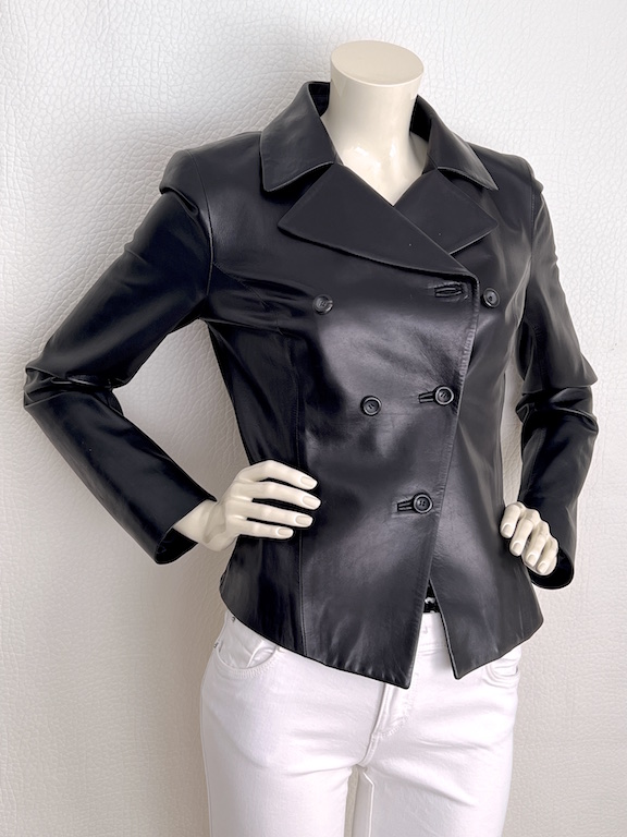 Carolina Herrera New York short double-breasted leather jacket