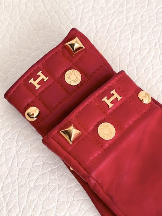 VTG Hermès red leather gloves