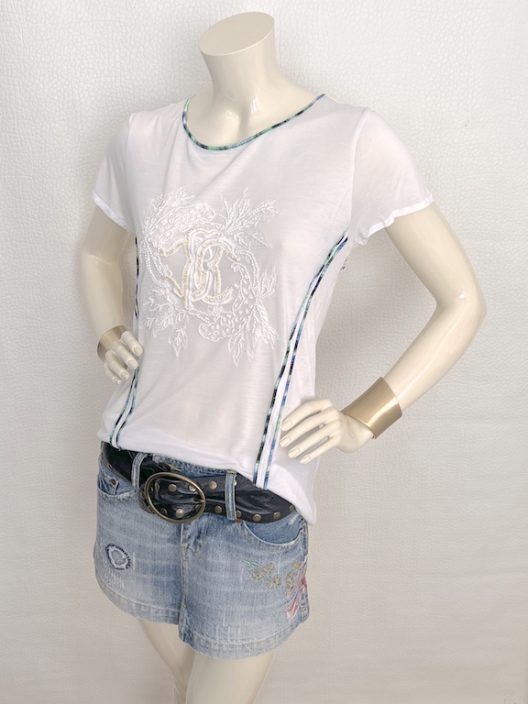 Roberto Cavalli modal silk t-shirt bead embellishment