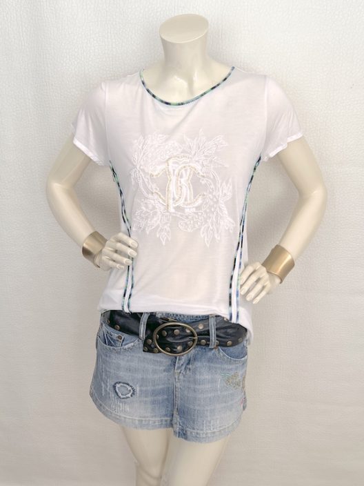 Roberto Cavalli modal silk t-shirt bead embellishment