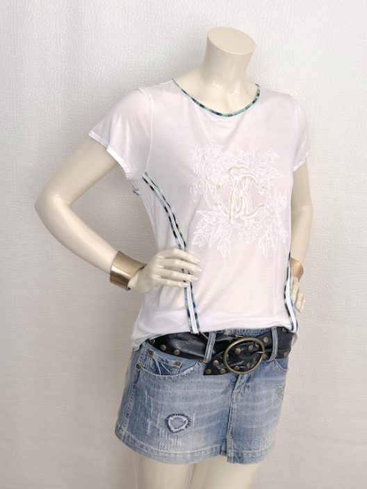 Roberto Cavalli modal silk t-shirt bead embellishment