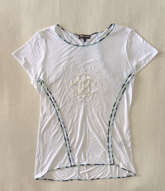 Roberto Cavalli modal silk t-shirt bead embellishment