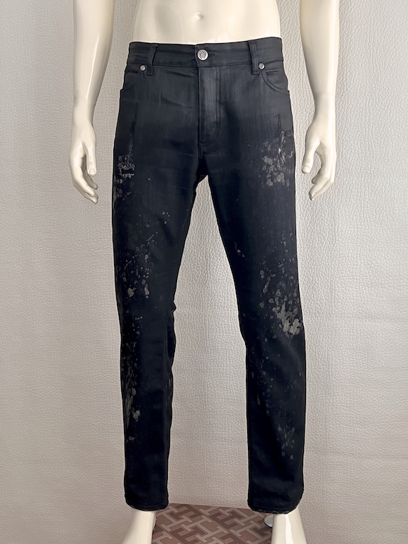 Roberto Cavalli distressed denim black jeans