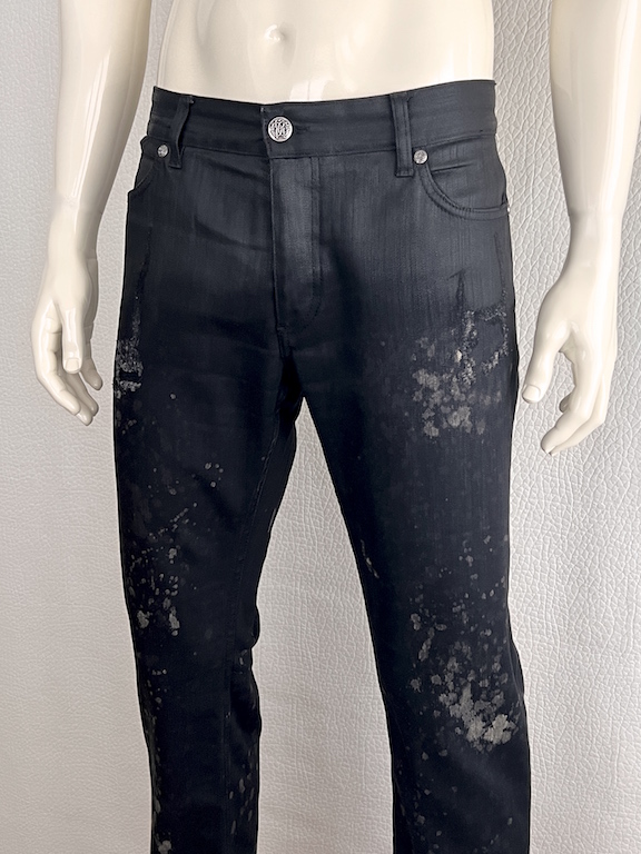 Roberto Cavalli distressed denim black jeans