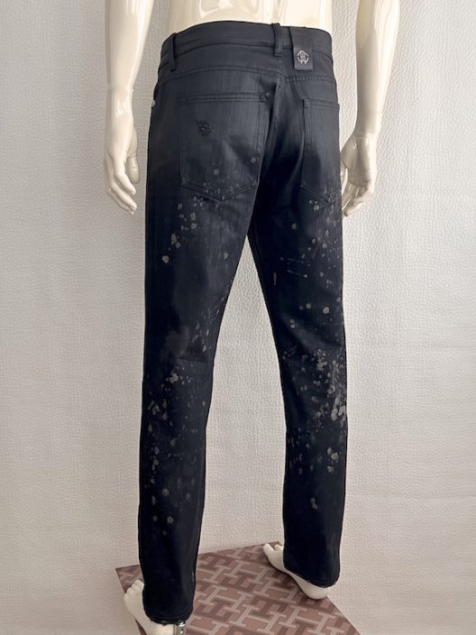 Roberto Cavalli distressed denim black jeans