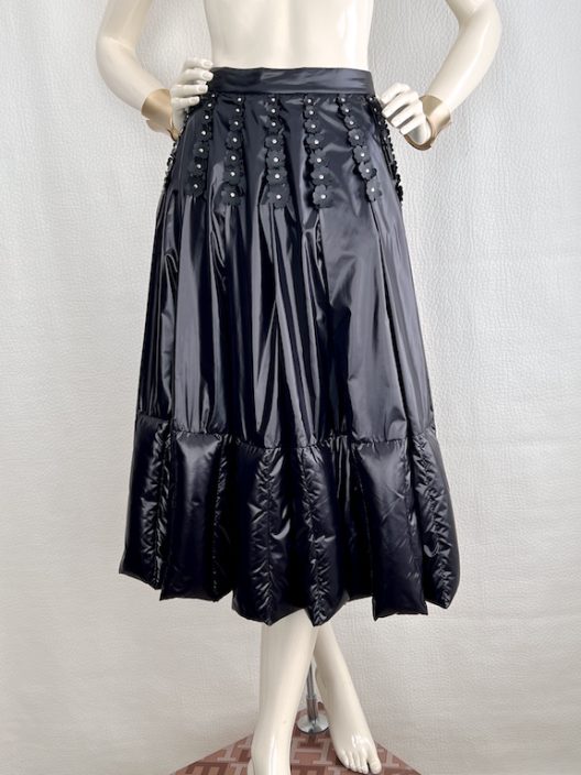 RARE Moncler down-filled pleated skirt, leather details