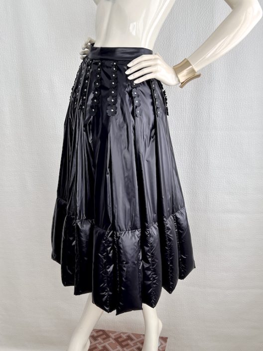 RARE Moncler down-filled pleated skirt, leather details