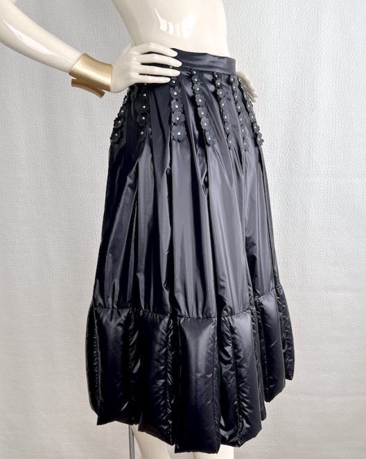 RARE Moncler down-filled pleated skirt, leather details