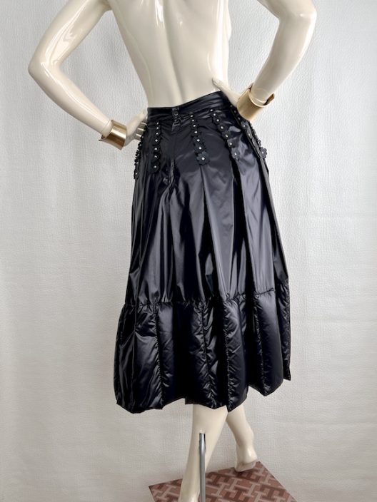 RARE Moncler down-filled pleated skirt, leather details