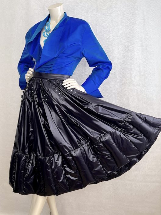 RARE Moncler down-filled pleated skirt, leather details