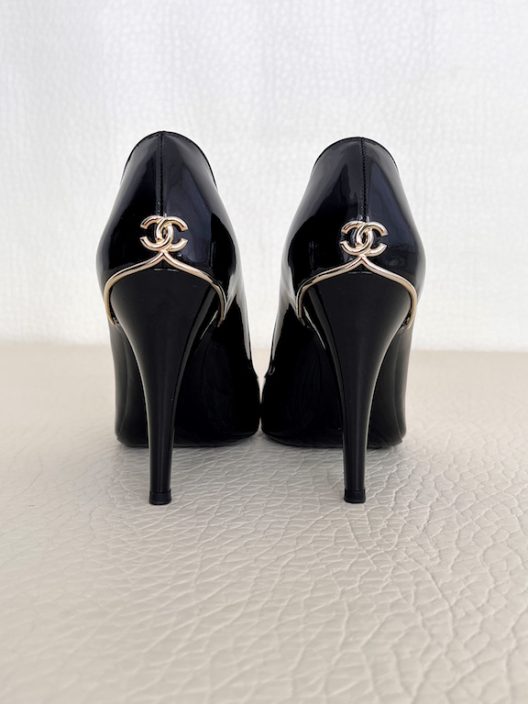 Chanel Peep Toe Heels 100mm "CC" logo