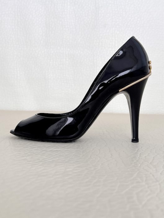 Chanel Peep Toe Heels 100mm "CC" logo