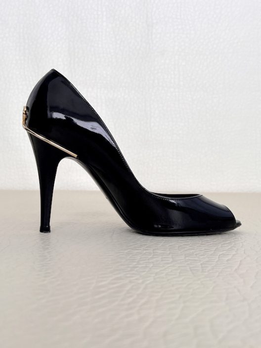 Chanel Peep Toe Heels 100mm "CC" logo