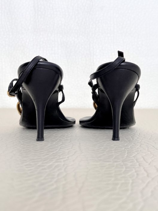 Chanel high heel sandals 100mm - golden chain with rhinestones