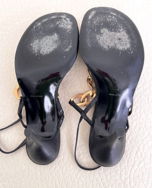 Chanel high heel sandals 100mm - golden chain with rhinestones