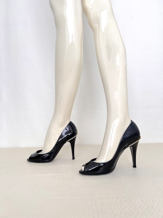 Chanel Peep Toe Heels 100mm "CC" logo