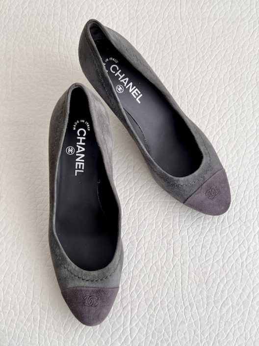 Chanel Suede Heels "CC" logo