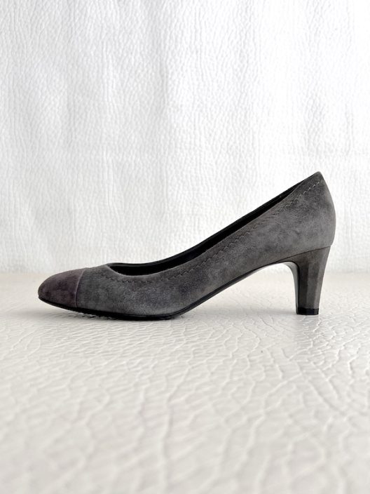 Chanel Suede Heels "CC" logo