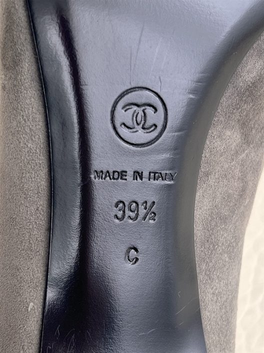 Chanel Suede Heels "CC" logo