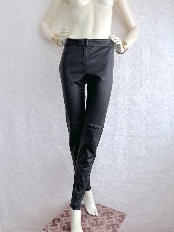 Fendi stretch black leather trousers