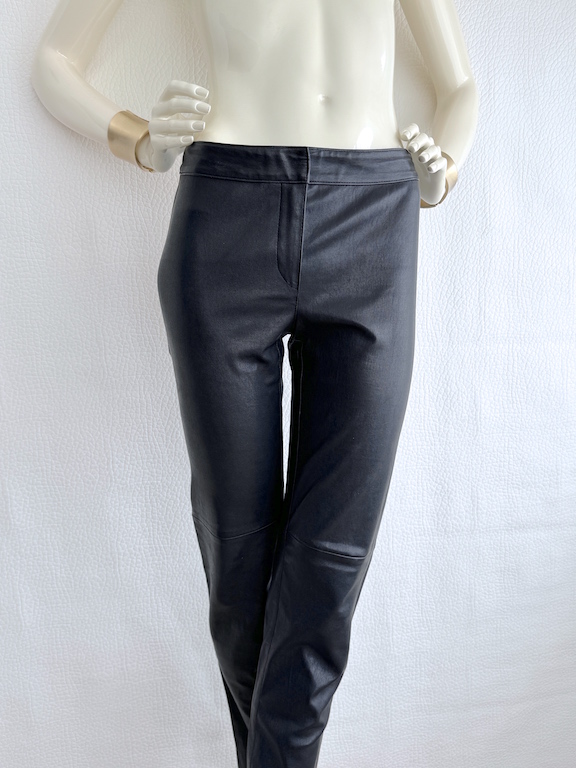 Fendi stretch black leather trousers