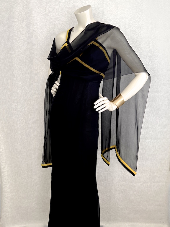 VTG Chanel Long black silk mermaid dress A/W 94-95