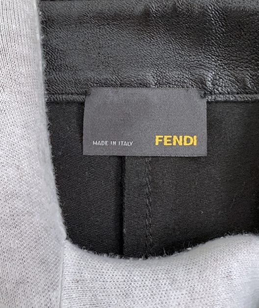 Fendi stretch black leather trousers