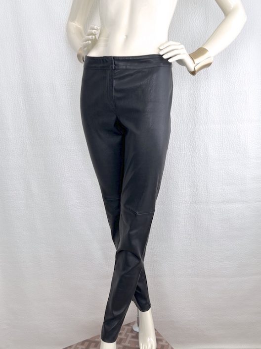 Fendi Slim-fit stretch black leather trousers