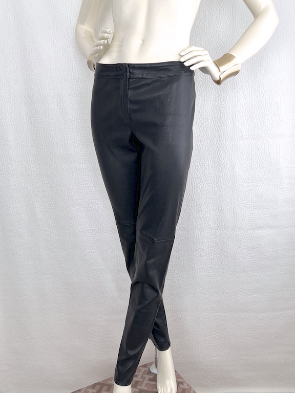 Fendi Slim-fit stretch black leather trousers