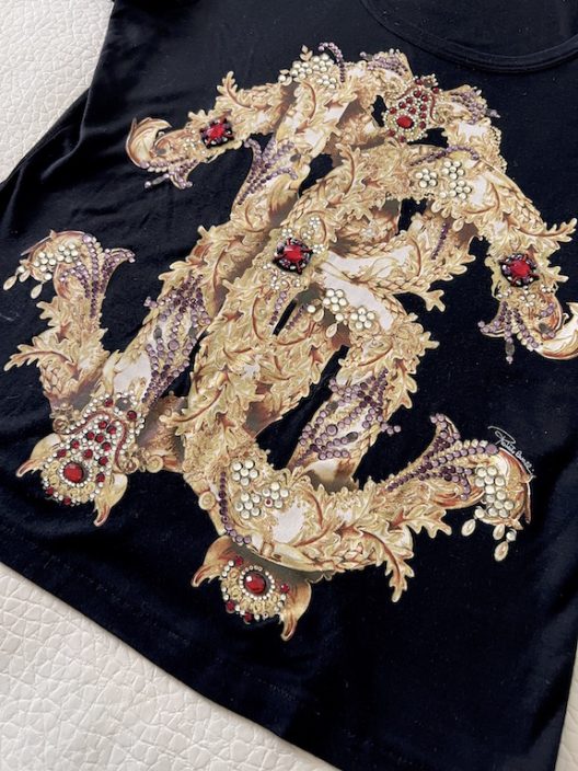 Roberto Cavalli cotton t-shirt embellished with rhinestones