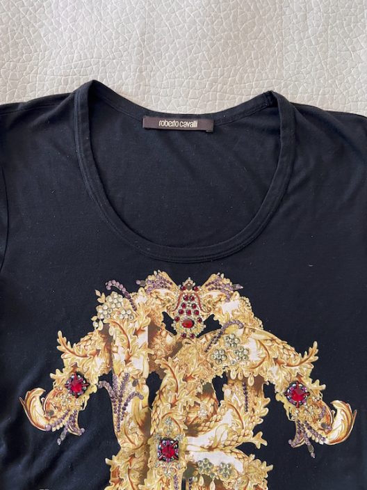 Roberto Cavalli cotton t-shirt embellished with rhinestones
