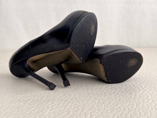 YSL Saint Laurent "Trib Too" Black Leather Pumps - 140mm Heels