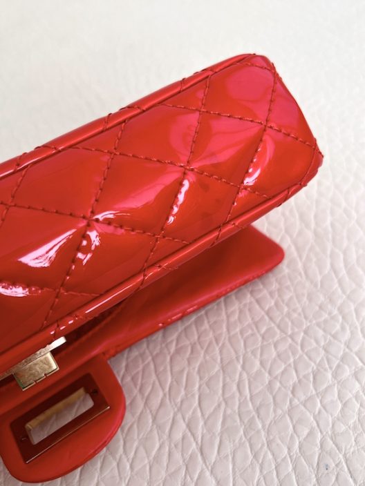 CHANEL "2.55 Long" red patent leather bag